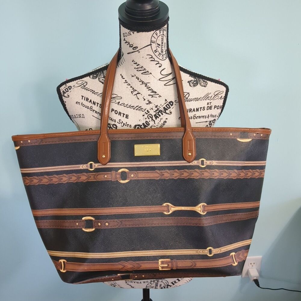 Ralph Lauren belt buckle pattern tote bag purse